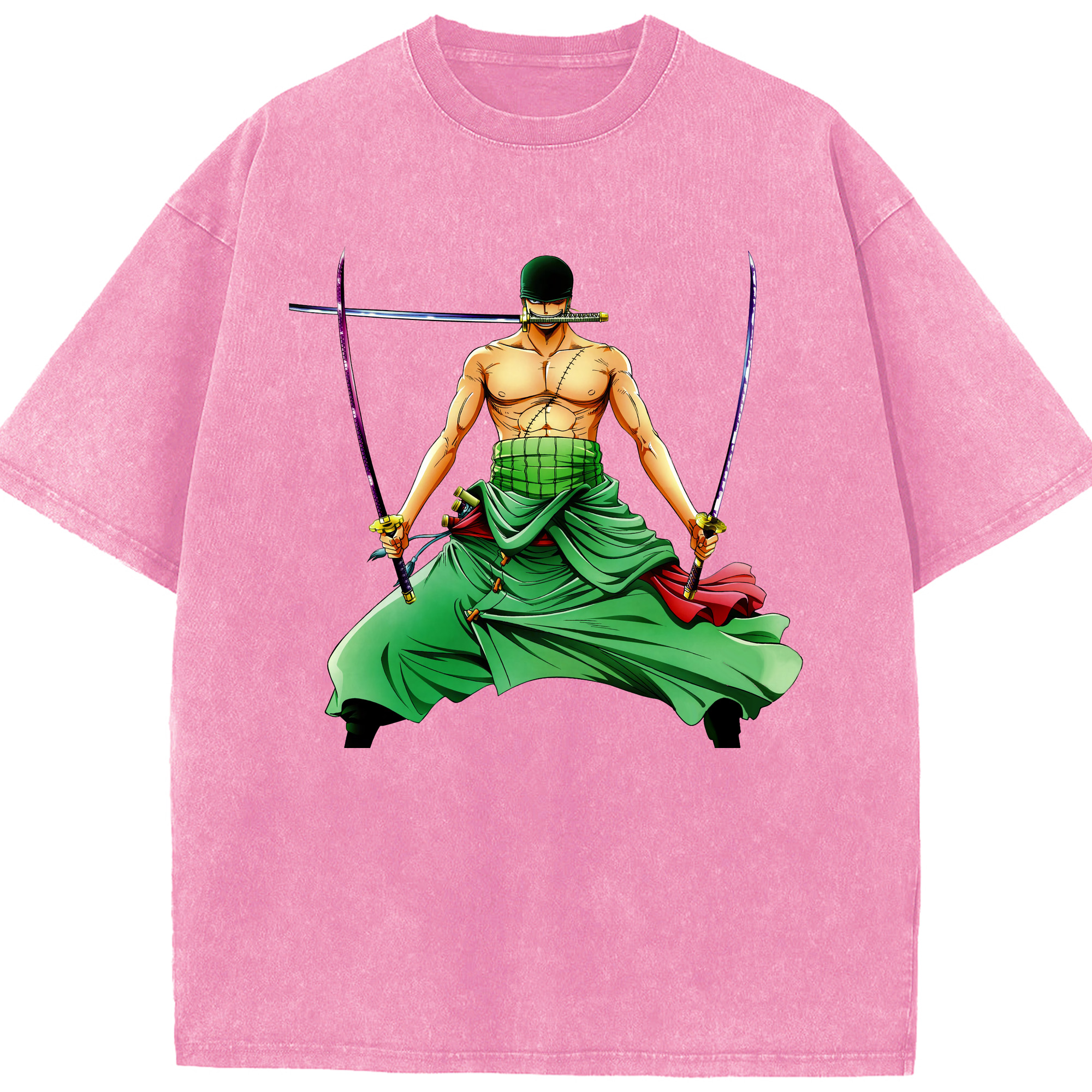 ワンピース ロロノア・ゾロ ONE PIECE Roronoa Zoro 綿100% ヴィンテージ風 半袖Tシャツ（フロントプリント）